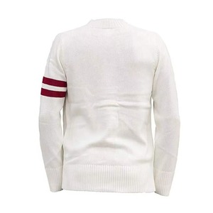 Cárdigan blanco con cuello en V para mujer, estilo preppy de manga larga con bolsillos y detalles de rayas - Product Image 2
