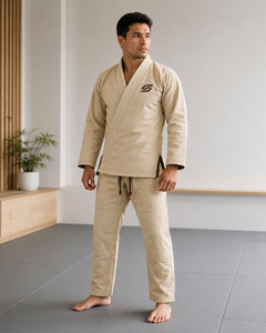 Shorts de BJJ beiges pour hommes, uniforme d'arts martiaux en coton, durable, uni, taille adulte, coupe régulière, logo sur le devant - Product Image 6