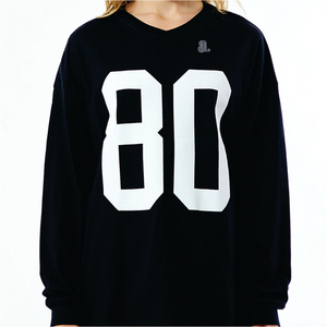 Sudadera Oversize de Cuello Redondo para Mujer, Negra, 80% Tejido Terry Sólido, Bordado, Forro de 300g, Top Casual de Invierno - Product Image 3
