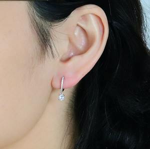 Pendientes de Aro Pequeños Minimalistas de Oro Rosa Sólido de 14K con Moissanita y Diamantes Tallados, Colgantes con Pavé, Joyería para Fiesta, Regalo - Product Image 5