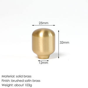Pomo de Gabinete Moderno con Tapa de Cúpula de Latón Sólido, Acabado Dorado Cepillado, Tirador Minimalista para Cajones de Cocina, Armarios y Muebles - Product Image 3