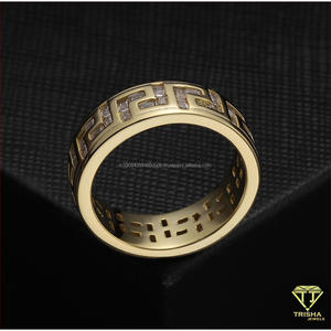 Bague en argent sterling 925 de qualité supérieure avec diamant cultivé en laboratoire, motif clé grecque, pour les marques de bijoux et les détaillants - Product Image 4