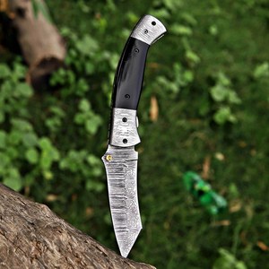 Couteau pliant artisanal en acier Damas avec verrouillage arrière, couteau de poche, couteau de chasse, couteau EDC, couteau d'extérieur, OEM, multifonctionnel, vente en gros, usine - Product Image 3