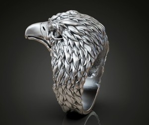 Bague en argent sterling 925 motif tête d'aigle royal, bague statement pour homme, bijoux en gros - Product Image 4