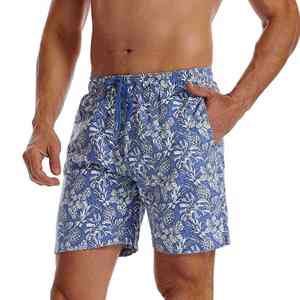 Shorts de bain pour hommes grande taille, taille haute, décontractés, imprimés par transfert thermique, avec doublure de compression et poche étanche, pour l'été et la plage - Product Image 6
