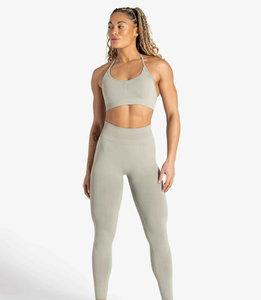 Sujetador deportivo halter sin costuras con cuello redondo para mujer, color liso, soporte medio, transpirable, para yoga y ropa deportiva - Product Image 4
