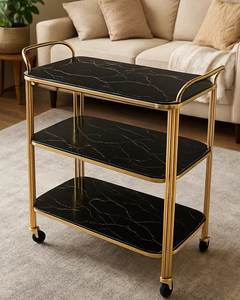 Linea Exports Inc Metal Wire <b>Storage</b> <b>Cart</b> With Wooden Shelves And Handles Modern Multi-Purpose Neatening Trolley Rectangle Shape - Product Image 5