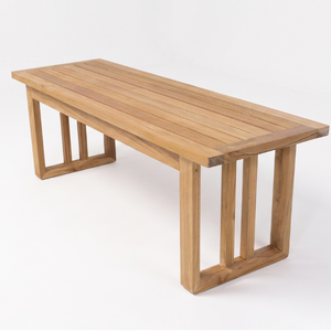 Felcia Modern Outdoor Dining <b>Bench</b> with Natural Teak Finish <b>Legs</b> and Bold Geometric Design - Product Image 2