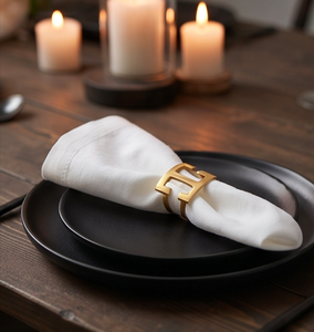 Anillo de Servilleta de Metal con Diseño de Letra Hueca Dorada Moderna, Perfecto para Decoración de Mesa y Bodas Elegantes - Product Image 3