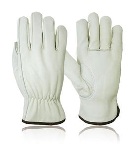 Gants de travail en cuir de chèvre pleine fleur de qualité supérieure, blanc naturel, durables et souples, pour la sécurité des conducteurs de camions - Product Image 6