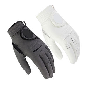 Gant de golf en cuir véritable pour main droite, unisexe, blanc, gris, antidérapant, respirant, évacuant l'humidité, léger, fermeture à crochets et boucles - Product Image 1