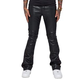 Pantalon en cuir de moto brillant argenté pour hommes coupe régulière décontracté hiver brodé pantalon de fête avant plat fabriqué au Pakistan - Product Image 5