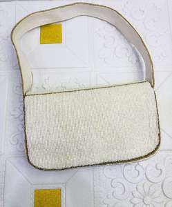 Sac bandoulière en toile blanche avec finition marron, style décontracté, sac fourre-tout promotionnel - Product Image 5
