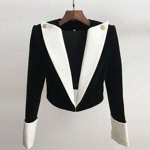 Women' black and white Genuine Leather Moto Jacket Full Sleeve <b>Zipper</b> Closure Stand Collar Autumn Style - Product Image 1