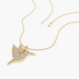 Unique Pave Moissanite Hummingbird <b>Necklace</b> Pendant 14k Gold Plated <b>Layer</b> Women's Pendant <b>Necklace</b> 925 Sterling <b>Silver</b> Jewelry - Product Image 5