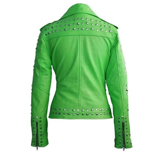 Chaqueta de Moto Acolchada de Cuero Genuino para Mujer, de Primera Calidad, Corte Ajustado, Cierre Frontal con Cremallera, Tejido de Pana Transpirable, Estilo Urbano - Product Image 4