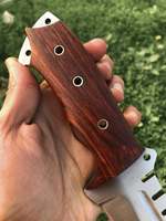 Couteau de chasse Tanto à lame fixe en acier à haute teneur en carbone avec manche en bois, bord droit, épaisseur 5 mm, longueur totale 12 pouces, pour l'extérieur, DIY OEM