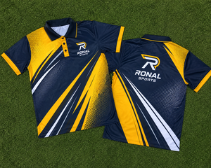 Custom Navy Yellow Sublimation <b>Polo</b> Shirt Men Quick Dry Polyester Sports Golf Team Uniform Printed Performance <b>Polo</b> OEM ODM - Product Image 6