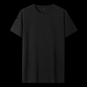 T-shirt à manches courtes pour homme, couleur unie, 100% coton, coupe classique, col rond, jersey décontracté, uni, logo sur la manche gauche - Product Image 1