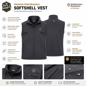 Custom Logo Slim Fit Padding Softshell Vest Sleeveless Casual Wear Breathable High Quality New Design Winter Softshell Vest - Product Image 4