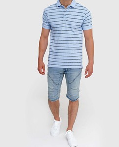 Chemise à manches courtes en toile premium sur mesure pour hommes, design rayé uni, impression numérique, prix bas fiable, polo - Product Image 1