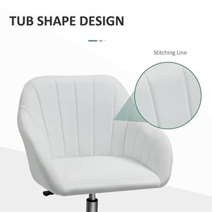 Sedia da Ufficio Girevole in Pelle PU con Schienale Medio, Design a Vasca, per Casa e Ufficio, Colore Bianco - Product Image 5