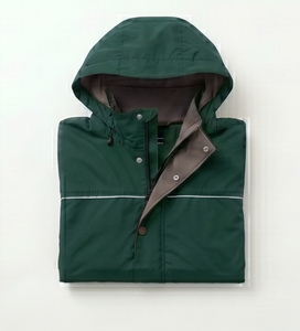 Chaqueta Casual de Hombre Verde con Capucha, Impermeable, Recubierta de PU, de Poliéster, para Otoño, Corte Regular, Cuello Camisero, Cierre de un Solo Botón - Product Image 3