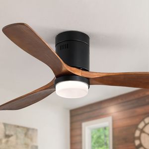Ventilatore da soffitto a LED da 52 pollici per interni con luci, 3 pale in legno massello, motore silenzioso reversibile, telecomando con luce - Product Image 3