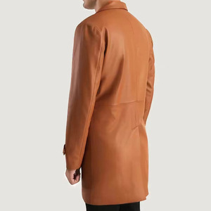 Abrigo Largo de Cuero Personalizado de Estilo Único para Hombre, Abrigo Largo de Cuero Cálido para Invierno, Último Diseño, Cómodo - Product Image 2