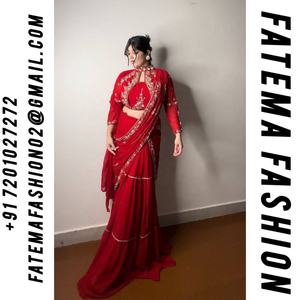 Lehenga Saree en Faux Georgette de Haute Qualité, Travail Lourd, pour les Mariages Indiens et Pakistanais, Saison des Mariages, Tenue de Soirée Fantaisie, Style Bollywood - Product Image 2