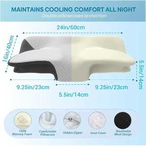 Memory Foam <b>Pillows</b> Neck and Shoulder Pain Cervical Contoured <b>Support</b> butterfly <b>Pillow</b> <b>for</b> Side <b>Back</b> Nursing - Product Image 3