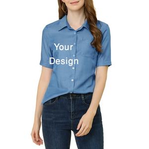 เสื้อเชิ้ตผู้หญิงดีไซน์ใหม่ คุณภาพดีที่สุด สไตล์ทางการและลำลอง ผ้าฝ้าย พิมพ์ลายโลโก้ ติดกระดุม สำหรับฤดูร้อน ส่งออกจากบังกลาเทศ - Product Image 2