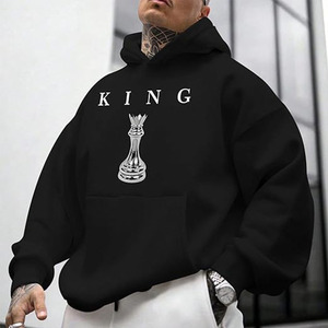 Sudaderas con capucha King Graphic para hombre, sudadera de diseñador oversize, sudaderas con estampado de ajedrez, ropa urbana, sudadera con hombros caídos. - Product Image 3
