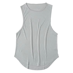 Camiseta sin Mangas para Hombre, Color Naranja, Cuello Redondo, Informal, de Secado Rápido, Deportiva, Tejida, de Color Sólido, Poliéster - Product Image 3