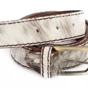 Cinturón Casual de Cuero Vacuno de Primera Calidad para Hombre, Estilo Vintage, con Pelo de Vaca, Marca YongerHeavy Duty - Product Image 1