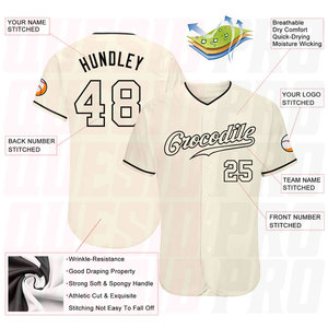 Custom Cream Cream–Black Authentic <b>Baseball</b> Jersey Personalized Sublimation Printing Custom Logo Design Color Customization - Product Image 4