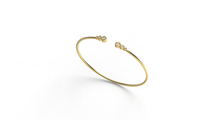 Brazalete abierto de oro de 18 quilates con diamantes redondos graduados engastados en bisel, brazalete apilable, joyería fina para mujer. - Product Image 2