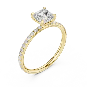 Anillo de Compromiso con Diamante Cultivado en Laboratorio de 1 Quilate, Oro Sólido de 18K, Banda Eternity con Pavé de 0.47 CTW, Anillo de Lujo - Product Image 2