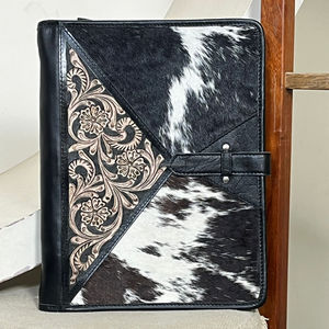 Carpeta Portafolio de Cuero Repujado a Mano con Diseño Floral, de Moda, para Documentos, Carpeta de Archivo Ejecutiva Premium - Product Image 4