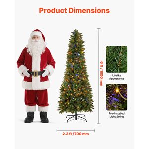 Albero di Natale Artificiale Preilluminato da 180 cm con 240 Luci LED Colorate, 11 Modalità di Illuminazione, Albero di Natale Realistico da 180 cm per le Festività - Product Image 2