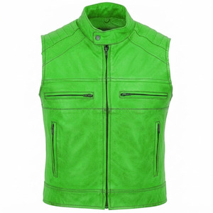 Gilet de moto respirant en cuir véritable pour homme, col montant en V, design imperméable, mode hiver - Product Image 5