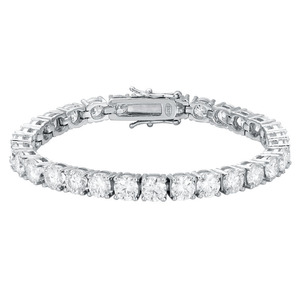 925 Silver Moissanite Round Cut Tennis Bracelet Classic Four Prong Luxury Diamond Look Statement Bracelet <b>for</b> <b>Men</b> Women Gift - Product Image 2