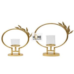 เชิงเทียนแก้ววางกลางโต๊ะหรูหราดีไซน์รูปนกเชิงเทียนทำด้วยมือสีทองดีไซน์แฟนซี - Product Image 1