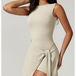 Customized Logo O-neck One-piece Tennis Dress Anti-Shrink Dress With Chest Pad Women Golf Sportswear Outdoor <b>Badminton</b> Dresses - Product Image 2