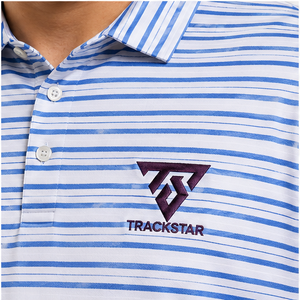Trackstar Men's Royal <b>Blue</b> White Striped <b>Polo</b> <b>Shirt</b> Short Sleeve Button Collar Casual Golf <b>Shirt</b> Custom Logo - Product Image 5