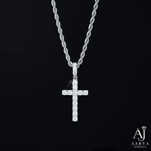 Christian Cross Pendant <b>Iced</b> <b>Out</b> Party 925 Sterling Silver Rhodium Plated Unisex <b>Chain</b> Necklace Gift Jewelry - Product Image 5