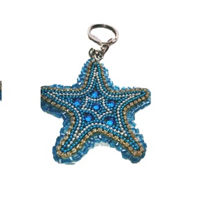 Bohemian Handmade Glass Beads Embroidery <b>Keyring</b> Accessory Durable Handmade Seed Beads Embroidery Keychain with Metal Hook - Product Image 1