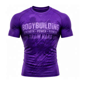 T-shirt de compression pour hommes, vêtements de sport personnalisés, respirant, séchage rapide, extensible, entraînement fitness, athlétisme, vente en gros OEM - Product Image 4
