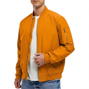 Men's <b>Light</b> Gray <b>Jacket</b> Zipper Stand Collar Casual Windproof Polyester Autumn Wear - Product Image 6