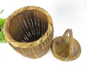 Ensemble de 2 paniers en bambou vintage japonais, paniers de rangement naturels tissés à la main, décoration rustique pour la maison, fournisseur, fabricant - Product Image 6